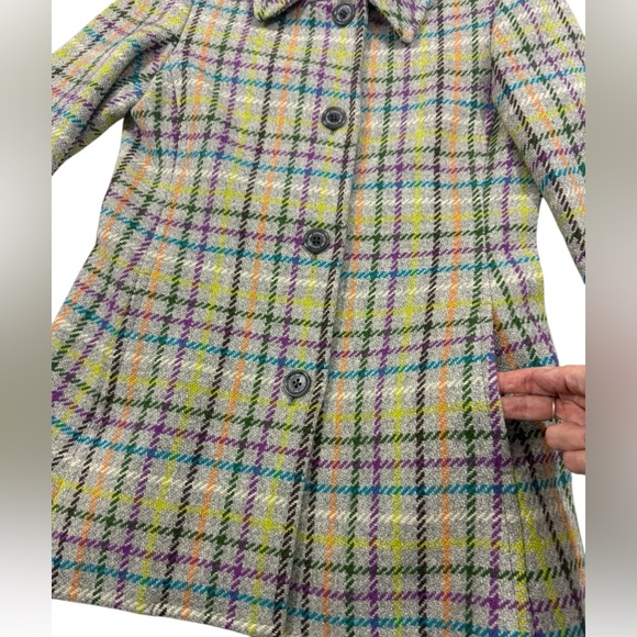 Coach Tattersall Wool Plaid Peacoat XS Purple Lining Button Front - Picture 4 of 15